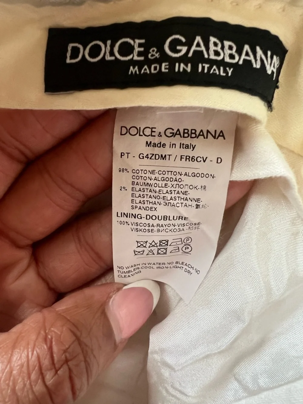 Authentic Dolce & Gabbana White Tuxedo-Style Pants with Black Side Stripe. IT 52 - Picture 4 of 5
